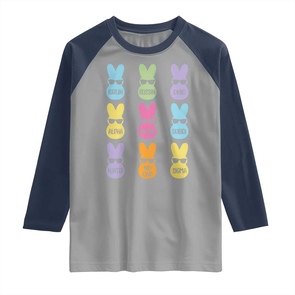 Easter Bruh Raglan Shirt Gen Alpha Slang Skibidi Rizz Cute Bunny - Wonder Print Shop