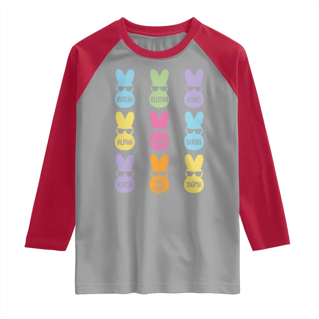 Easter Bruh Raglan Shirt Gen Alpha Slang Skibidi Rizz Cute Bunny - Wonder Print Shop