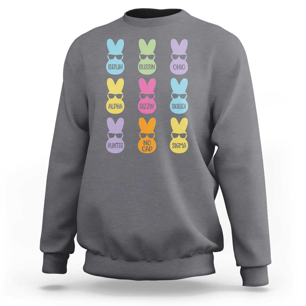 Easter Bruh Sweatshirt Gen Alpha Slang Skibidi Rizz Cute Bunny - Wonder Print Shop