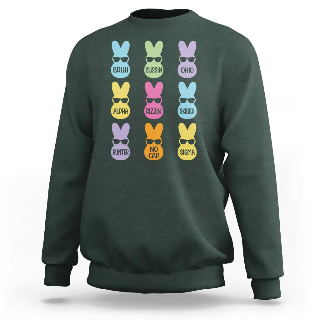 Easter Bruh Sweatshirt Gen Alpha Slang Skibidi Rizz Cute Bunny - Wonder Print Shop