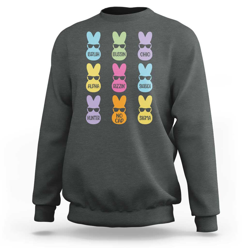 Easter Bruh Sweatshirt Gen Alpha Slang Skibidi Rizz Cute Bunny - Wonder Print Shop