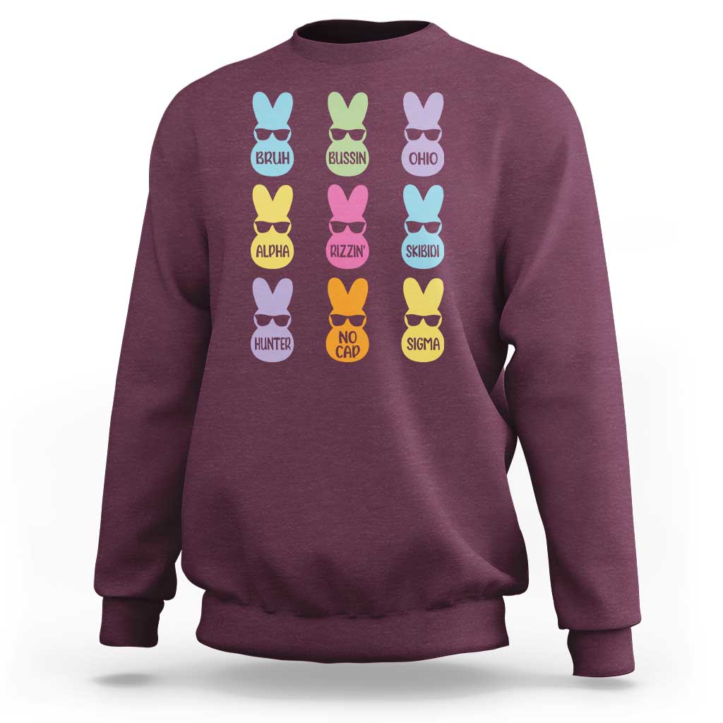 Easter Bruh Sweatshirt Gen Alpha Slang Skibidi Rizz Cute Bunny - Wonder Print Shop