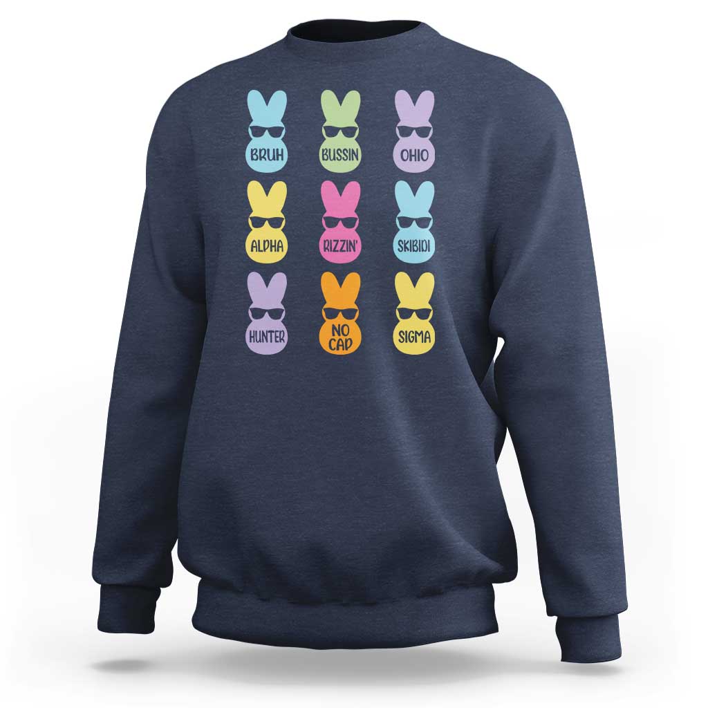 Easter Bruh Sweatshirt Gen Alpha Slang Skibidi Rizz Cute Bunny - Wonder Print Shop