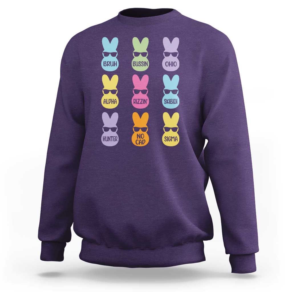 Easter Bruh Sweatshirt Gen Alpha Slang Skibidi Rizz Cute Bunny - Wonder Print Shop