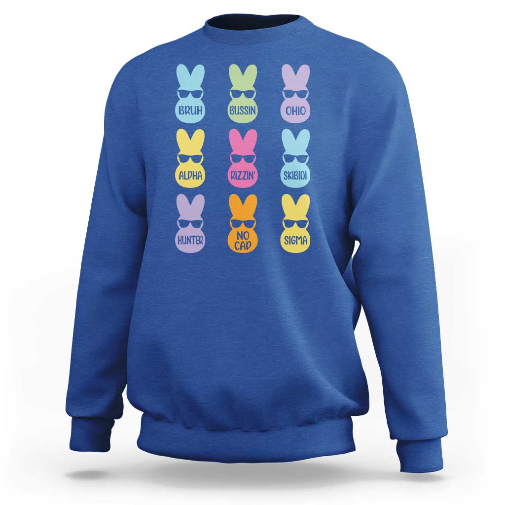 Easter Bruh Sweatshirt Gen Alpha Slang Skibidi Rizz Cute Bunny - Wonder Print Shop