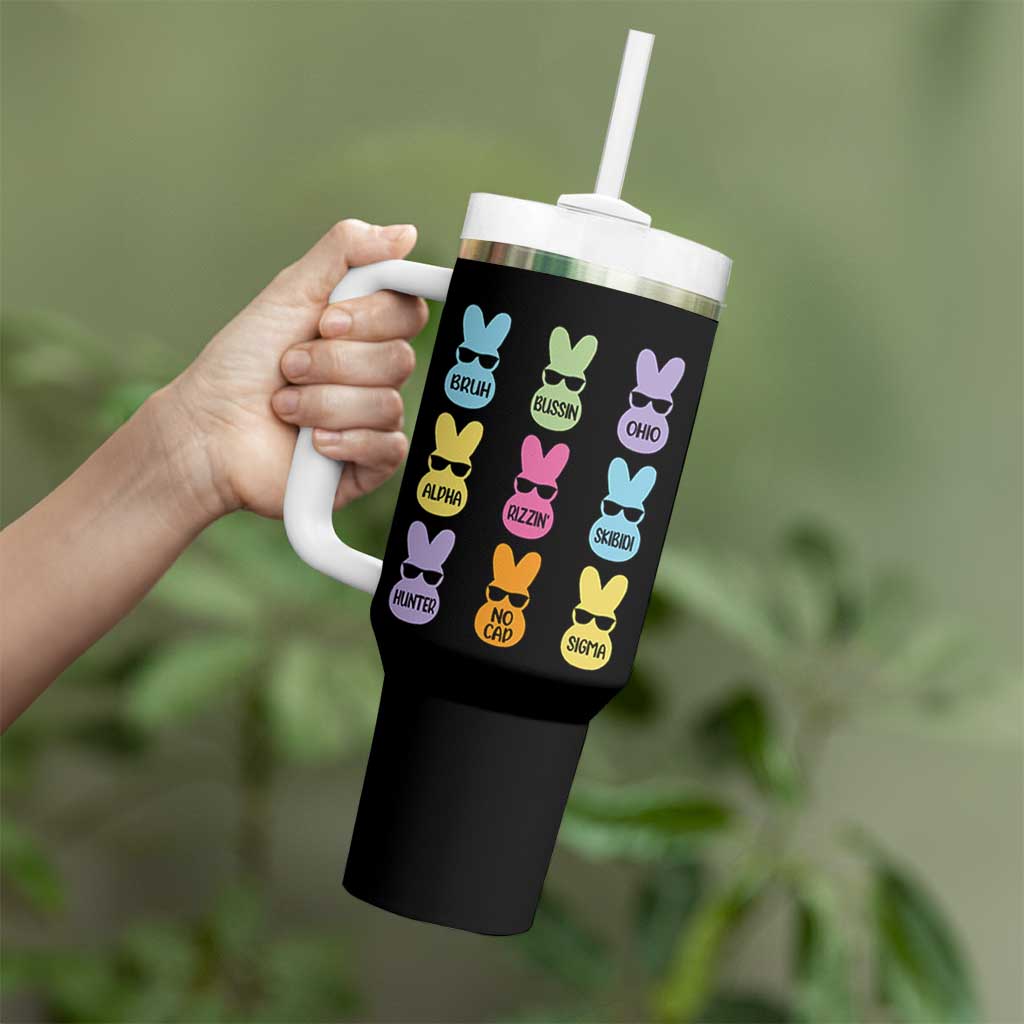 Easter Bruh Tumbler With Handle Gen Alpha Slang Skibidi Rizz Cute Bunny - Wonder Print Shop