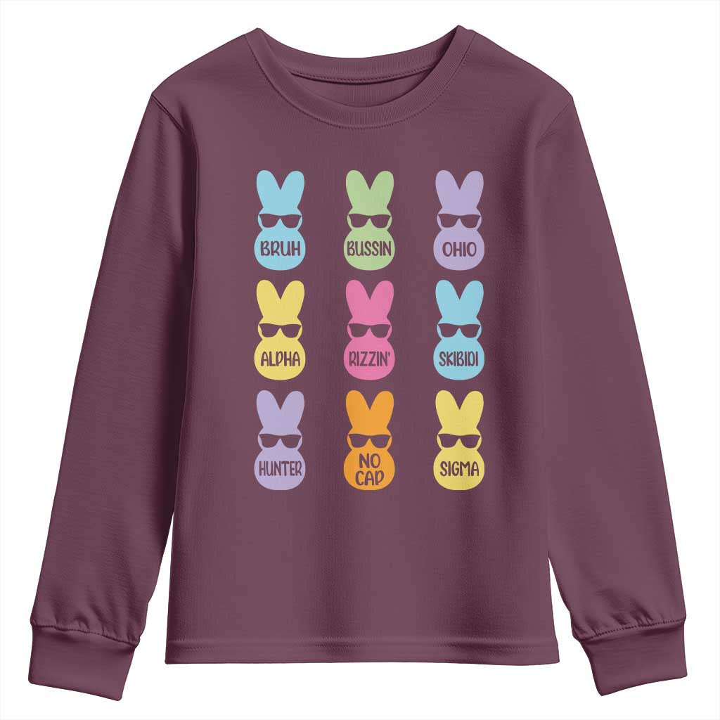 Easter Bruh Youth Sweatshirt Gen Alpha Slang Skibidi Rizz Cute Bunny - Wonder Print Shop