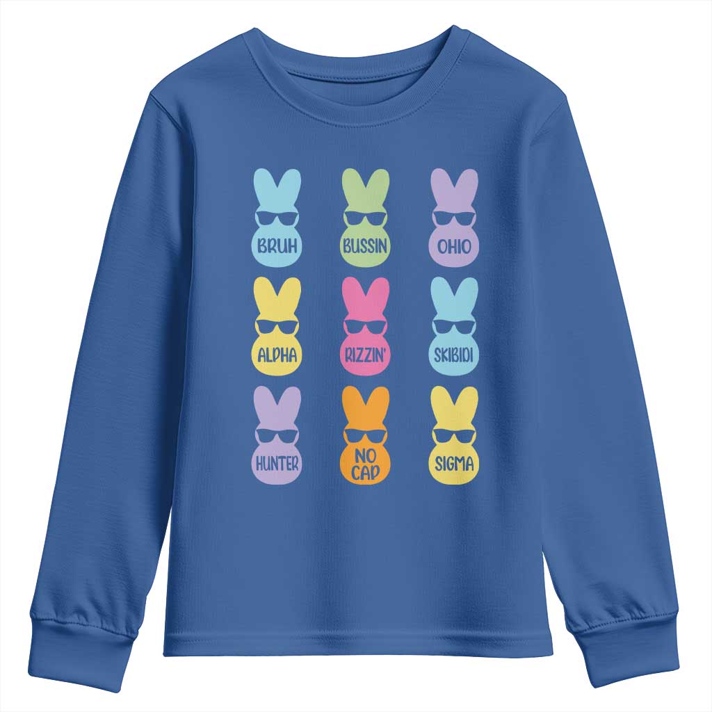 Easter Bruh Youth Sweatshirt Gen Alpha Slang Skibidi Rizz Cute Bunny - Wonder Print Shop