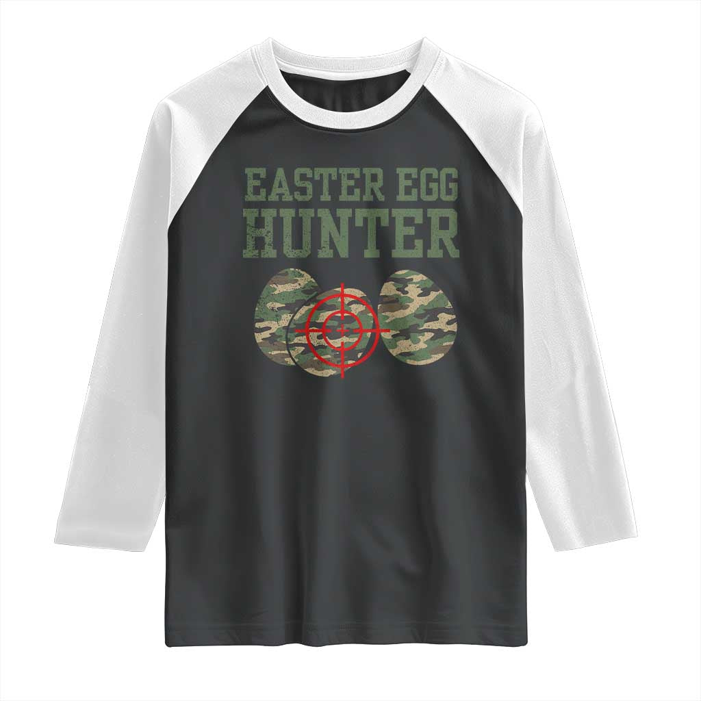 Easter Egg Hunter Raglan Shirt Camo Funny Hunting - Wonder Print Shop