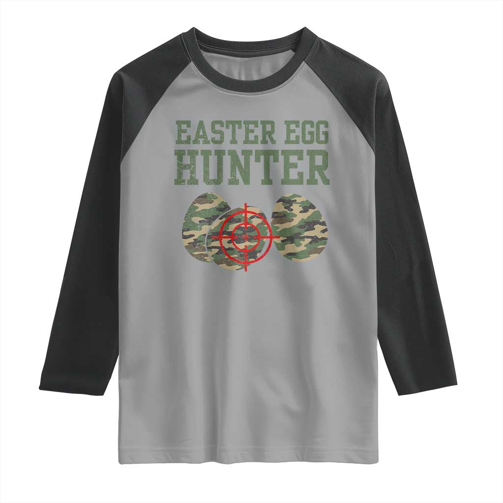 Easter Egg Hunter Raglan Shirt Camo Funny Hunting - Wonder Print Shop