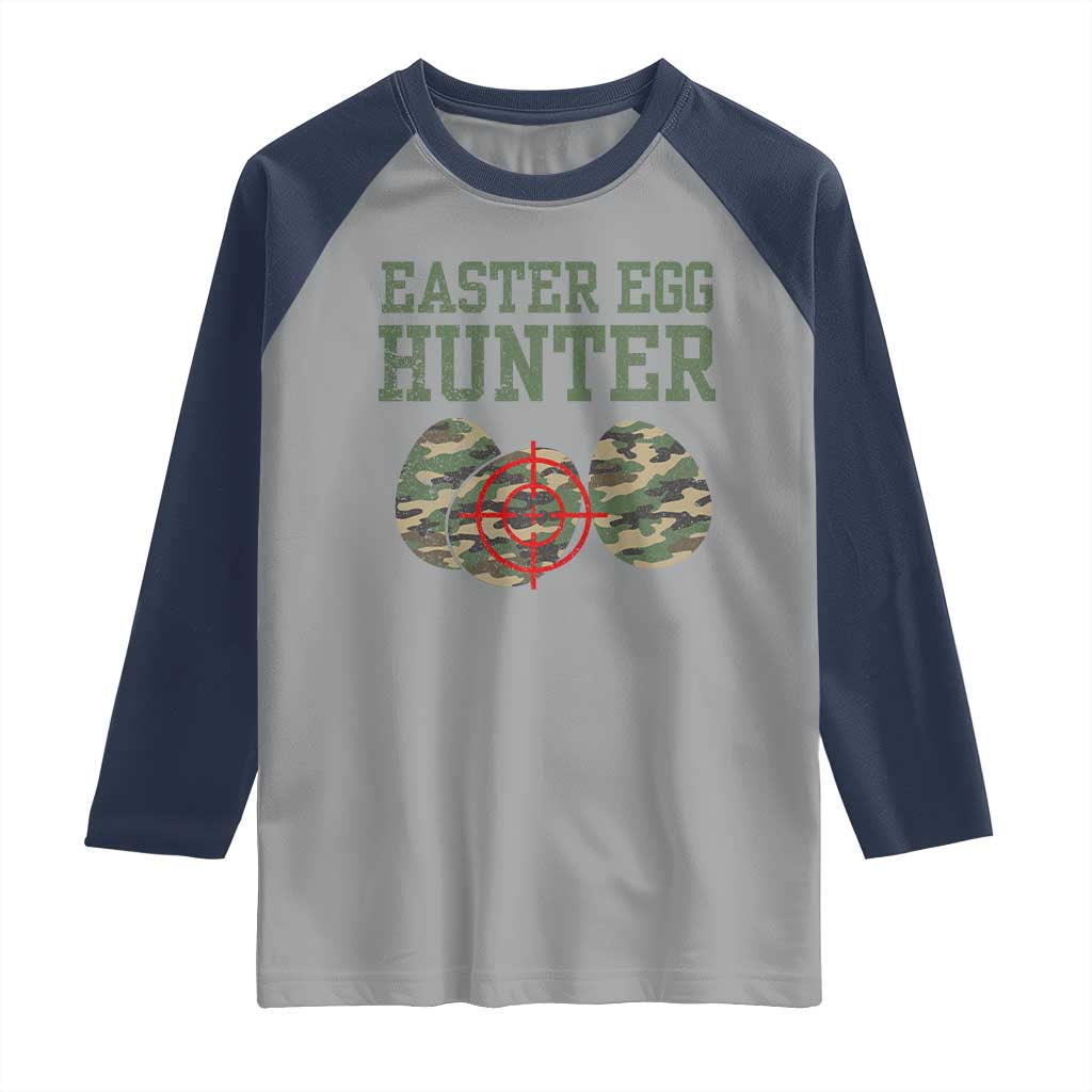 Easter Egg Hunter Raglan Shirt Camo Funny Hunting - Wonder Print Shop