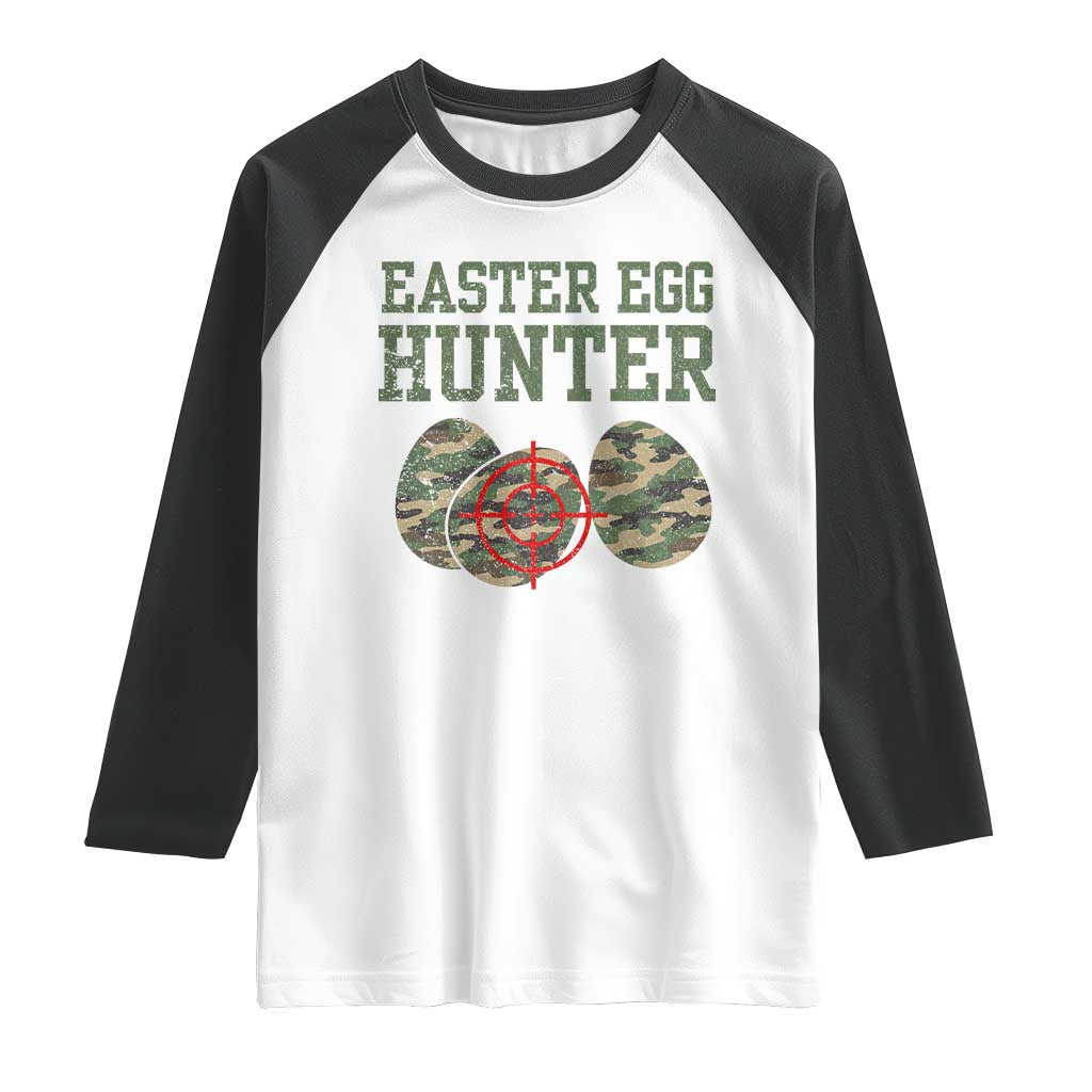 Easter Egg Hunter Raglan Shirt Camo Funny Hunting - Wonder Print Shop