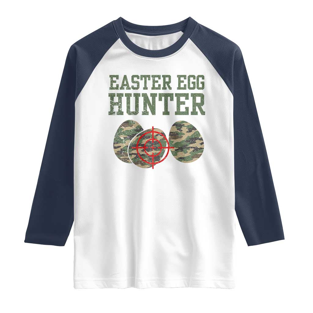Easter Egg Hunter Raglan Shirt Camo Funny Hunting - Wonder Print Shop