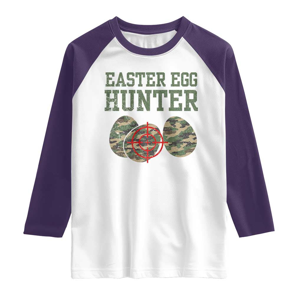 Easter Egg Hunter Raglan Shirt Camo Funny Hunting - Wonder Print Shop