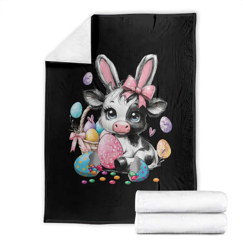 Easter Day Cow Throw Blanket Cute Cow Bunny Heifer - Wonder Print Shop