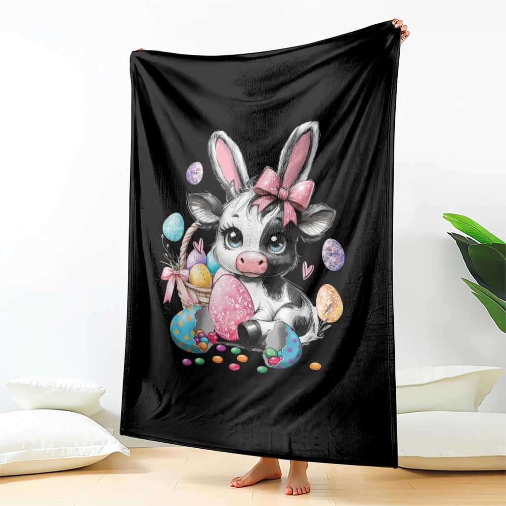 Easter Day Cow Throw Blanket Cute Cow Bunny Heifer - Wonder Print Shop