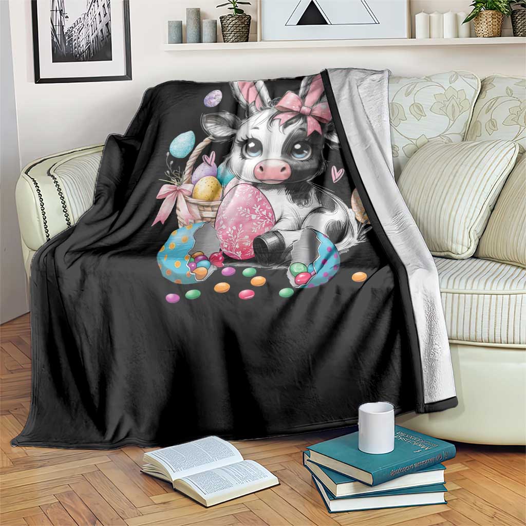Easter Day Cow Throw Blanket Cute Cow Bunny Heifer - Wonder Print Shop