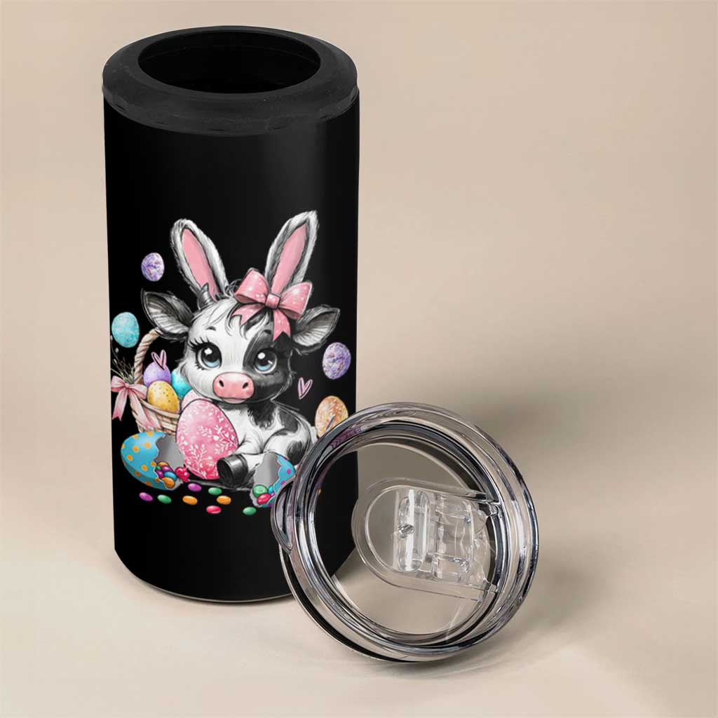 Easter Day Cow 4 in 1 Can Cooler Tumbler Cute Cow Bunny Heifer - Wonder Print Shop