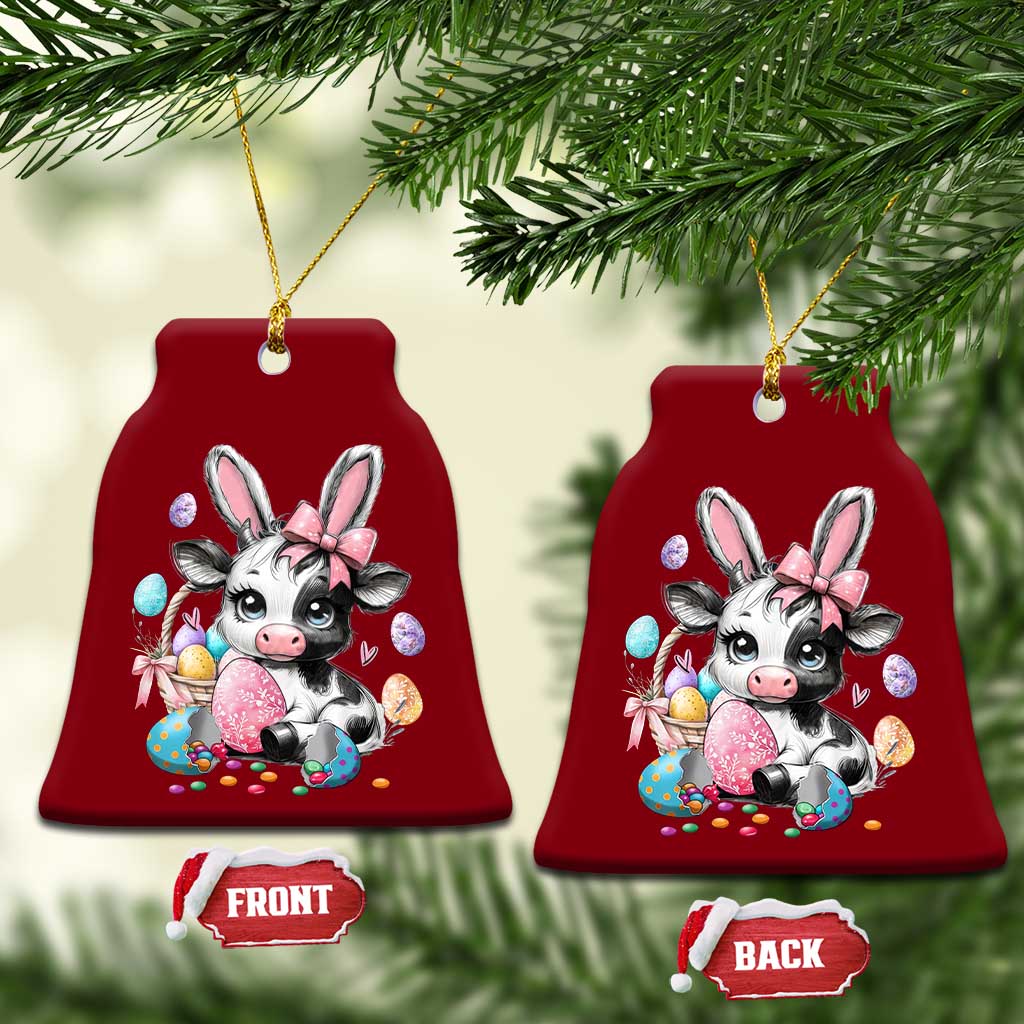 Easter Day Cow Ceramic Ornament Cute Cow Bunny Heifer - Wonder Print Shop