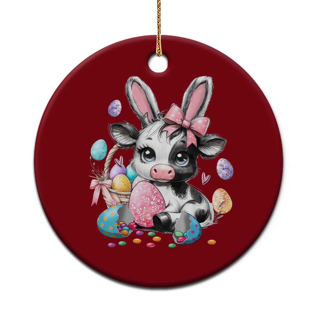 Easter Day Cow Ceramic Ornament Cute Cow Bunny Heifer - Wonder Print Shop