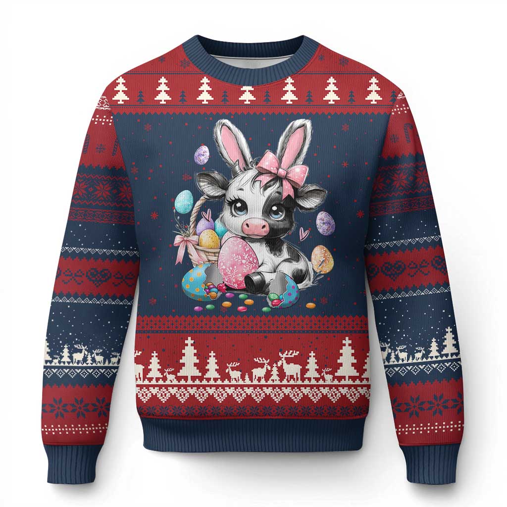 Easter Day Cow Ugly Christmas Sweater Cute Cow Bunny Heifer - Wonder Print Shop