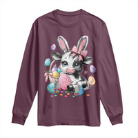 Easter Day Cow Long Sleeve Shirt Cute Cow Bunny Heifer - Wonder Print Shop
