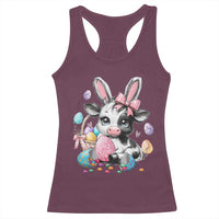 Easter Day Cow Racerback Tank Top Cute Cow Bunny Heifer - Wonder Print Shop