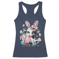 Easter Day Cow Racerback Tank Top Cute Cow Bunny Heifer - Wonder Print Shop