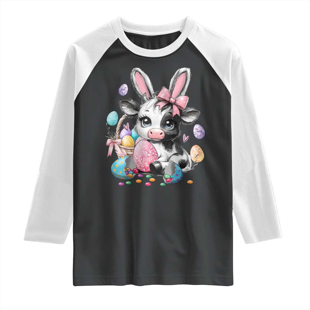 Easter Day Cow Raglan Shirt Cute Cow Bunny Heifer - Wonder Print Shop