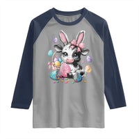 Easter Day Cow Raglan Shirt Cute Cow Bunny Heifer - Wonder Print Shop
