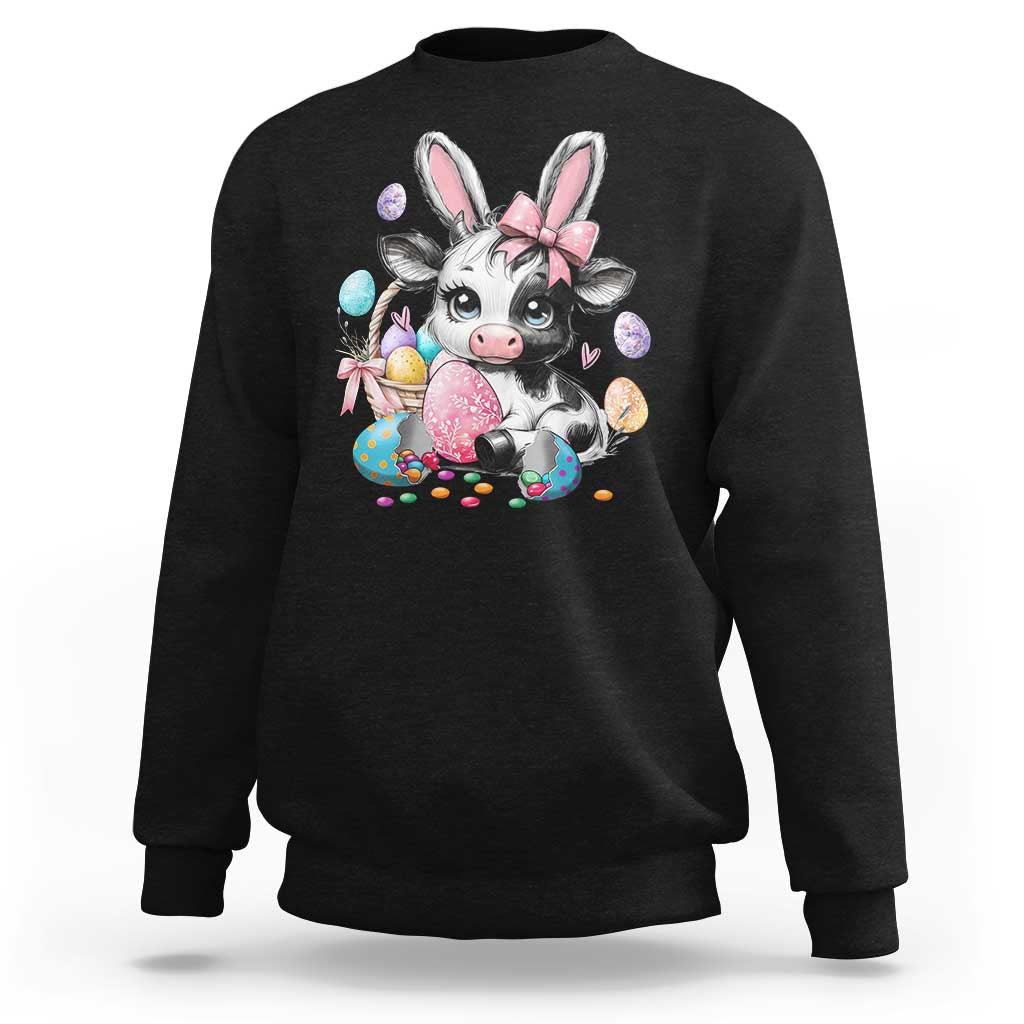 Easter Day Cow Sweatshirt Cute Cow Bunny Heifer - Wonder Print Shop