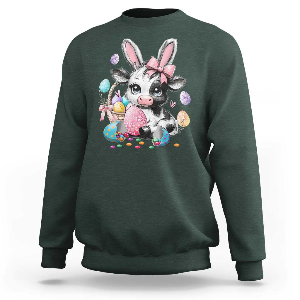 Easter Day Cow Sweatshirt Cute Cow Bunny Heifer - Wonder Print Shop