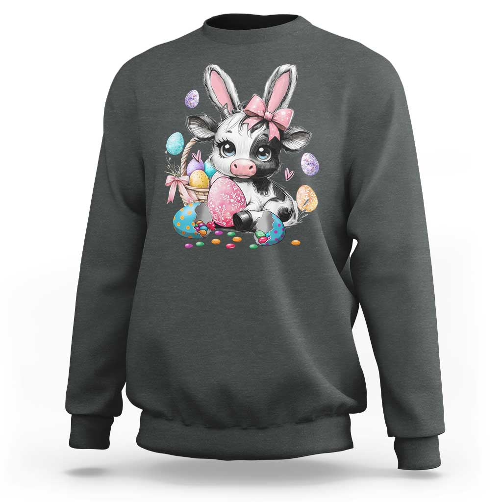 Easter Day Cow Sweatshirt Cute Cow Bunny Heifer - Wonder Print Shop