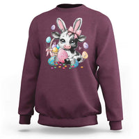 Easter Day Cow Sweatshirt Cute Cow Bunny Heifer - Wonder Print Shop