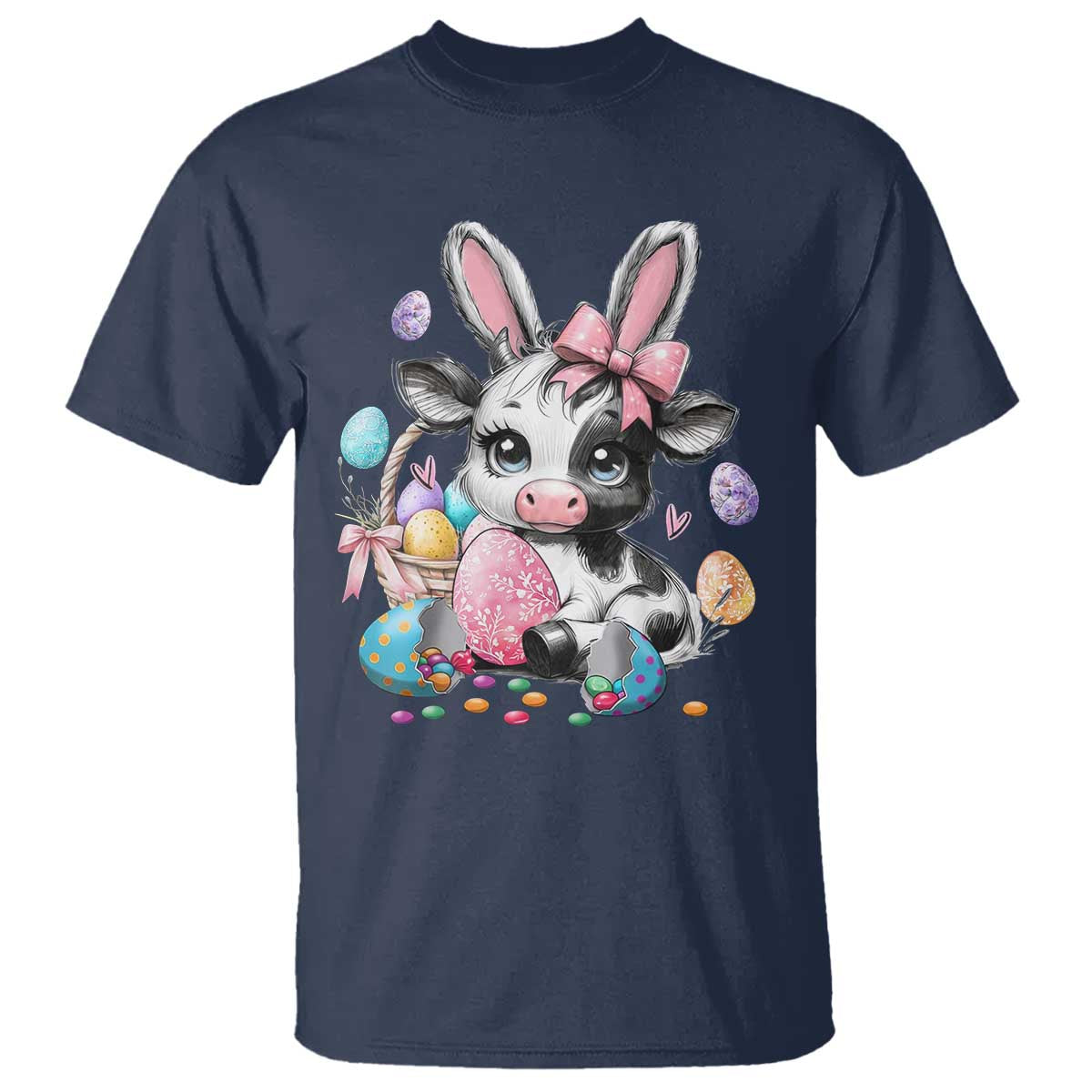 Easter Day Cow T Shirt Cute Cow Bunny Heifer - Wonder Print Shop