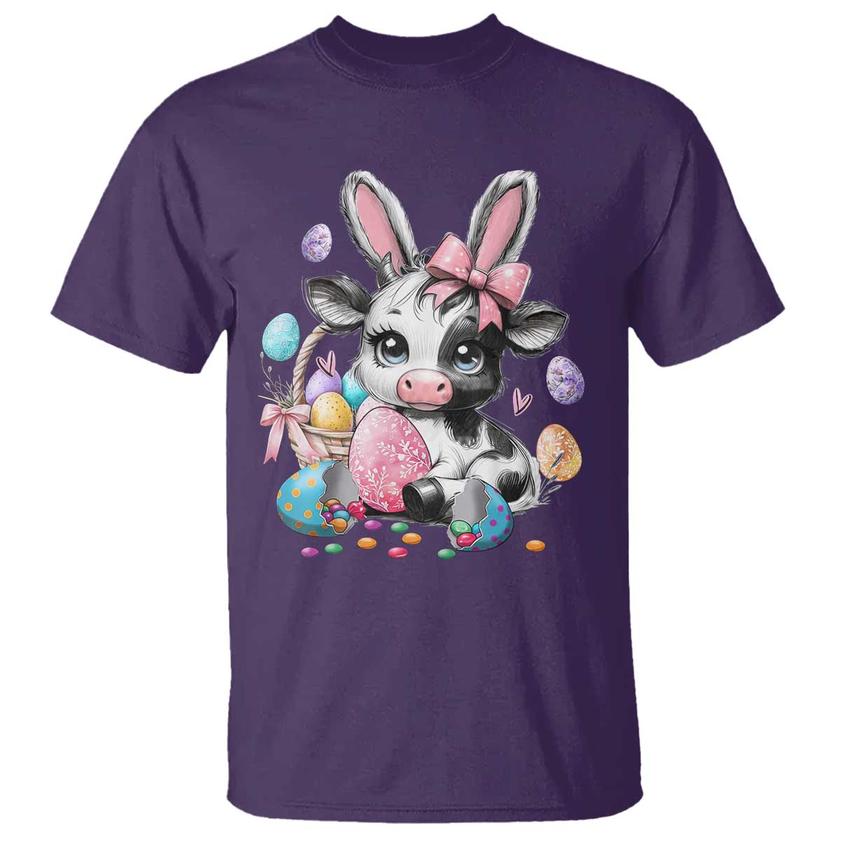 Easter Day Cow T Shirt Cute Cow Bunny Heifer - Wonder Print Shop