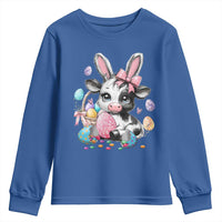 Easter Day Cow Youth Sweatshirt Cute Cow Bunny Heifer - Wonder Print Shop
