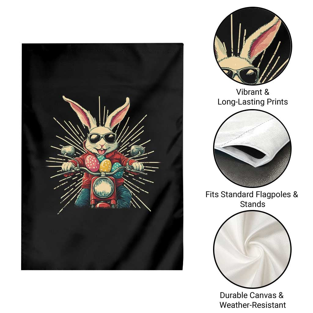 Biker Bunny Garden Flag Retro Easter Day Rabbit Ride Motorcycles Motorbike - Wonder Print Shop