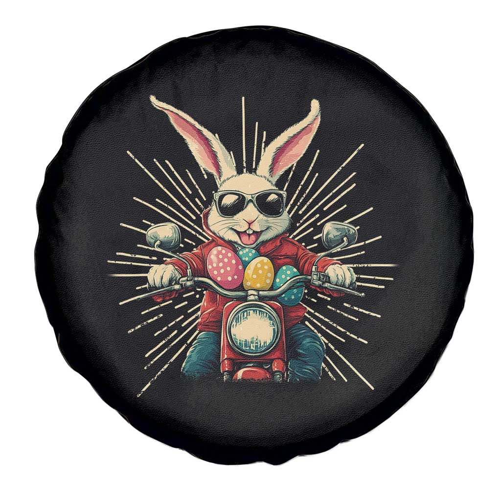 Biker Bunny Spare Tire Cover Retro Easter Day Rabbit Ride Motorcycles Motorbike - Wonder Print Shop