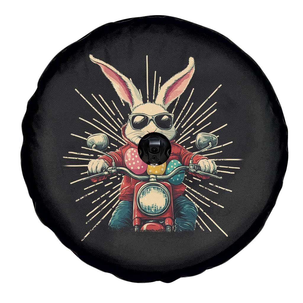 Biker Bunny Spare Tire Cover Retro Easter Day Rabbit Ride Motorcycles Motorbike - Wonder Print Shop