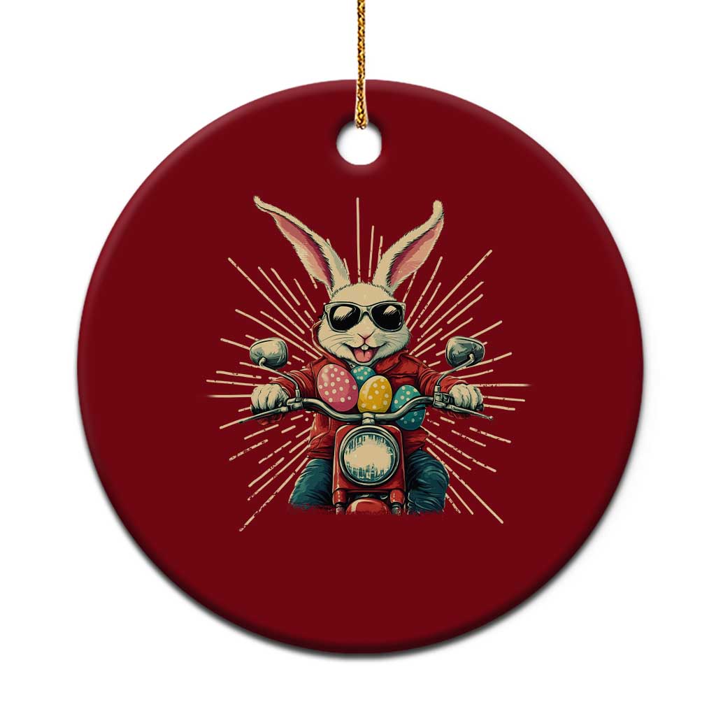 Biker Bunny Ceramic Ornament Retro Easter Day Rabbit Ride Motorcycles Motorbike - Wonder Print Shop