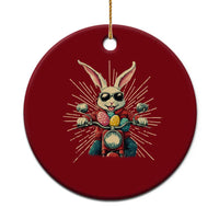 Biker Bunny Ceramic Ornament Retro Easter Day Rabbit Ride Motorcycles Motorbike - Wonder Print Shop