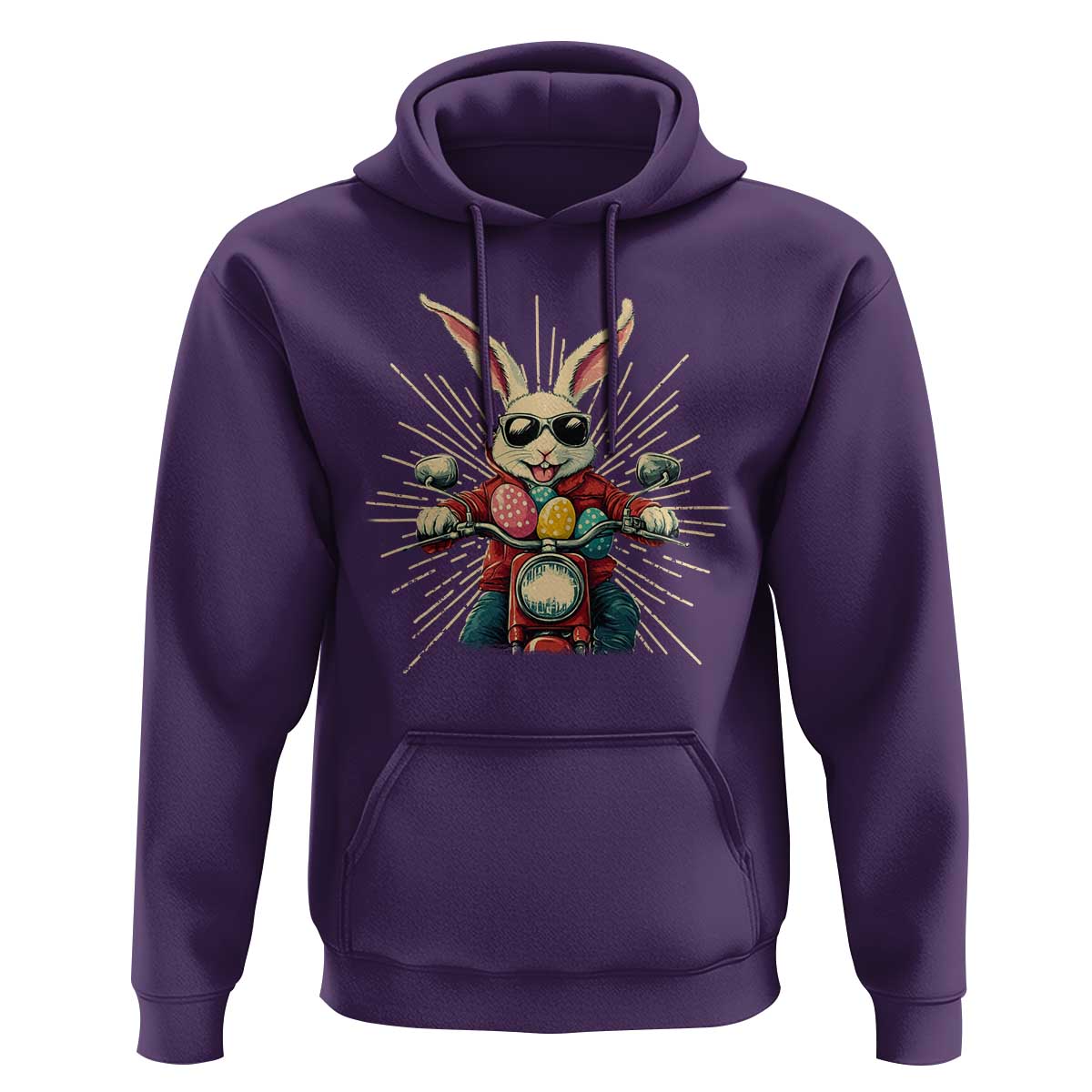 Biker Bunny Hoodie Retro Easter Day Rabbit Ride Motorcycles Motorbike - Wonder Print Shop