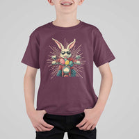 Biker Bunny T Shirt For Kid Retro Easter Day Rabbit Ride Motorcycles Motorbike - Wonder Print Shop