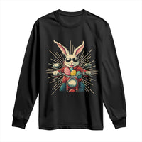 Biker Bunny Long Sleeve Shirt Retro Easter Day Rabbit Ride Motorcycles Motorbike - Wonder Print Shop