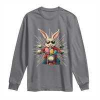 Biker Bunny Long Sleeve Shirt Retro Easter Day Rabbit Ride Motorcycles Motorbike - Wonder Print Shop