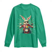 Biker Bunny Long Sleeve Shirt Retro Easter Day Rabbit Ride Motorcycles Motorbike - Wonder Print Shop