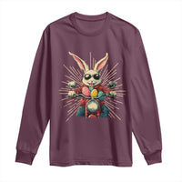 Biker Bunny Long Sleeve Shirt Retro Easter Day Rabbit Ride Motorcycles Motorbike - Wonder Print Shop