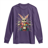 Biker Bunny Long Sleeve Shirt Retro Easter Day Rabbit Ride Motorcycles Motorbike - Wonder Print Shop
