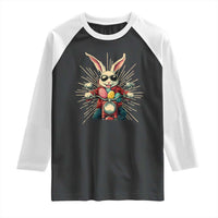 Biker Bunny Raglan Shirt Retro Easter Day Rabbit Ride Motorcycles Motorbike - Wonder Print Shop